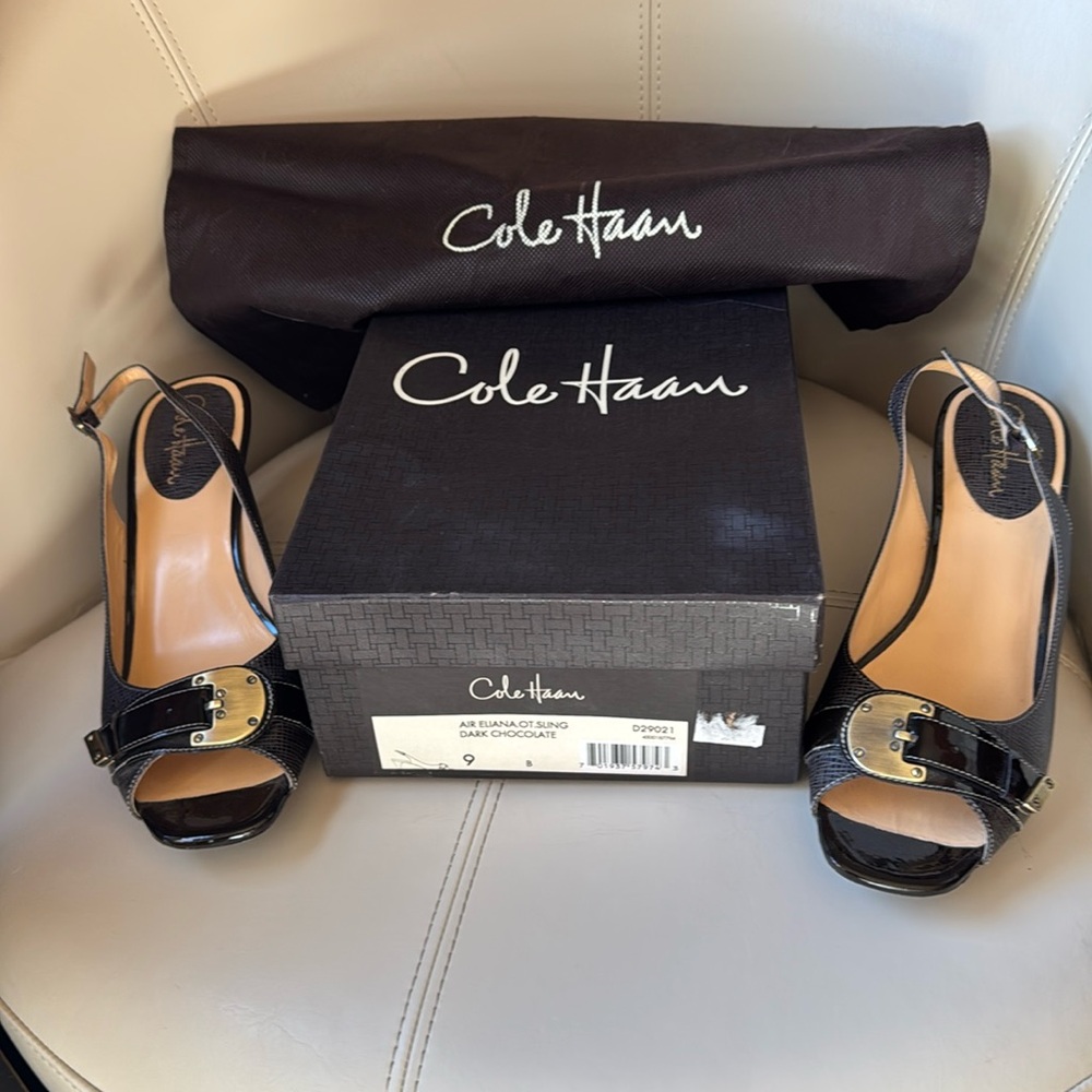 Cole Haan Air Eliana Slingback Heels Women’s 9B Bronze Buckle